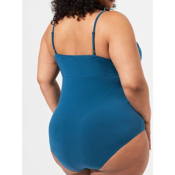 TORRID Studio Knit Sweetheart Strappy Cut Out Bodysuit blue - Picture 4 of 8